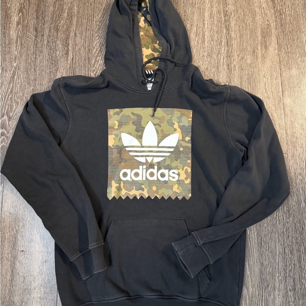 Adidas Black Hoodie with Camouflage Logo